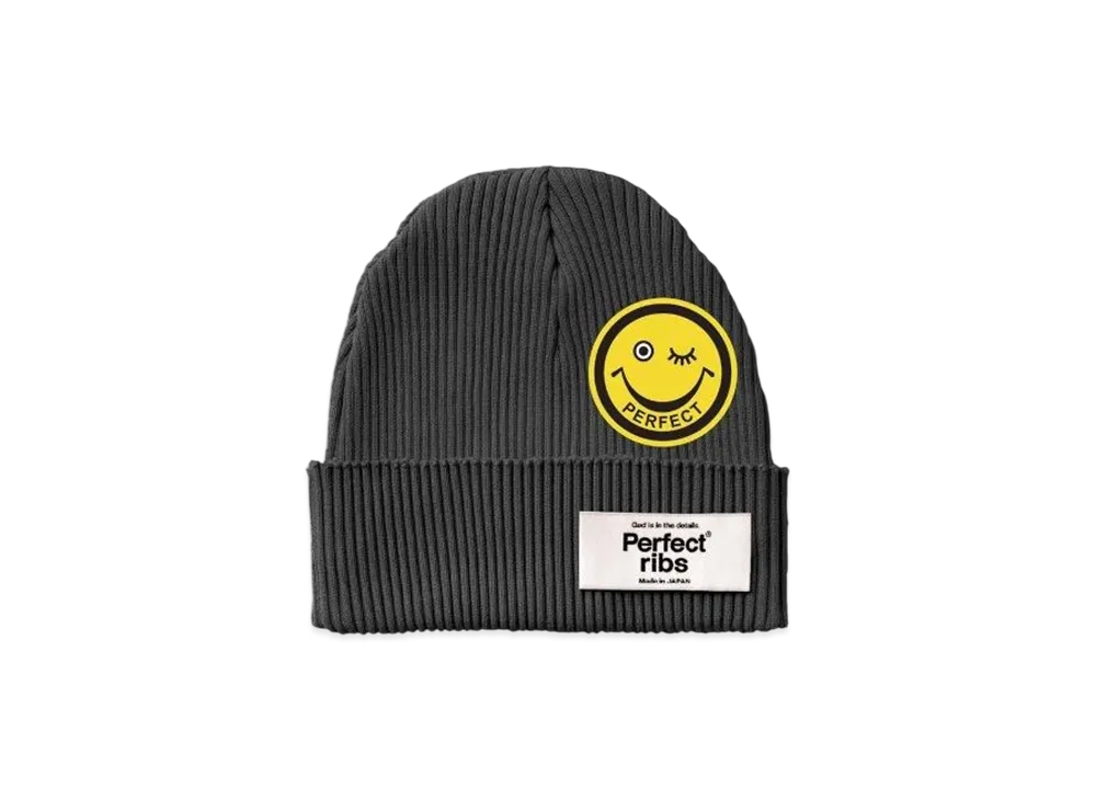 Perfect Ribs x A Love Movement "Smile Patch" Rib Beanie Cap Vintage "Black"