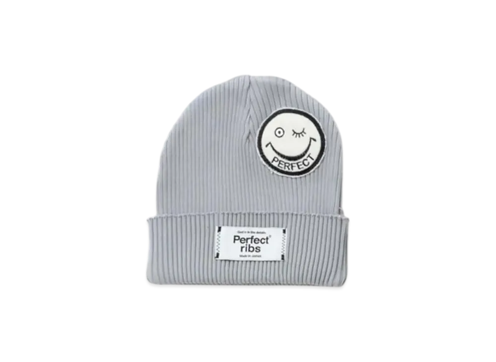 Perfect Ribs Smile Patch Rib Beanie Cap "Gray"