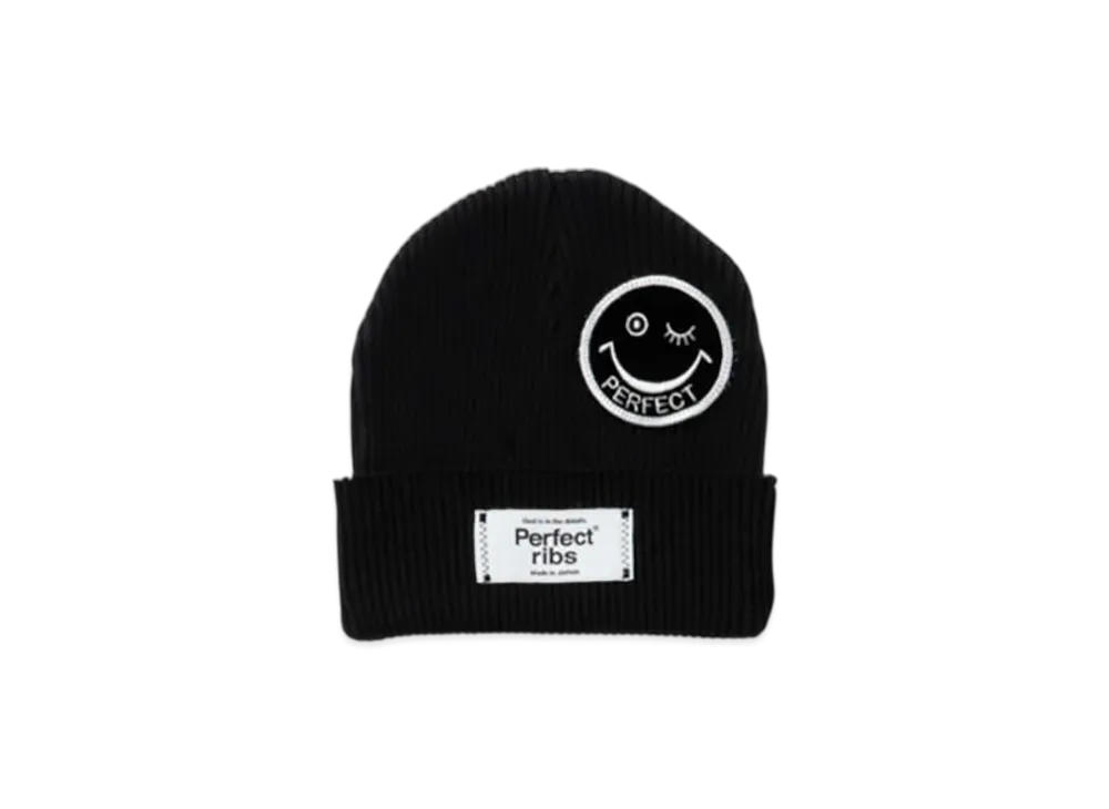 Perfect Ribs Smile Patch Rib Beanie Cap "Black"