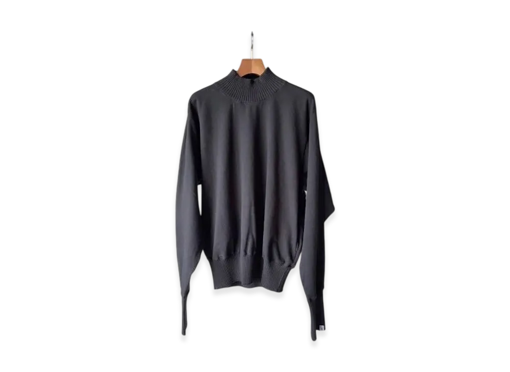 Perfect Ribs Strange Sleeve Turtle Neck Sweat Shirts "Black"