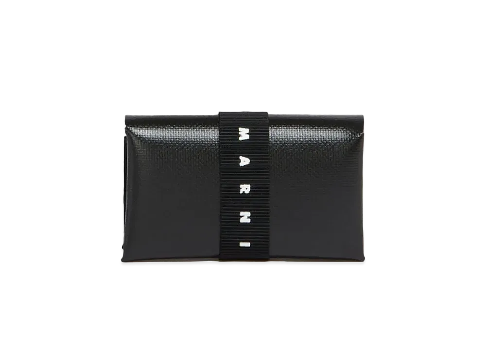 Marni Black Trifold Wallet with Logo Strap "Black"