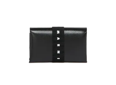 Marni Black Trifold Wallet with Logo Strap "Black"