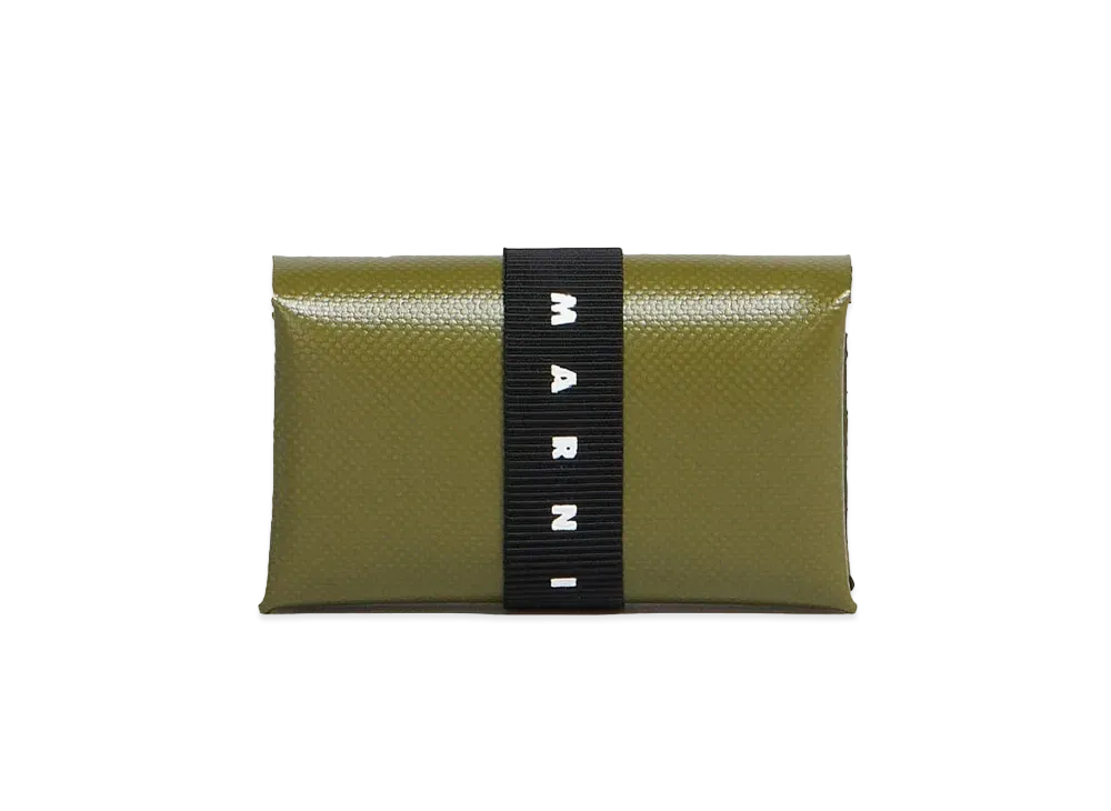 Marni Trifold Wallet with Logo Strap "Leav Green"