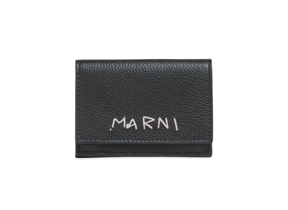 Marni Leather Trifold Wallet with Marni Mending "Black"