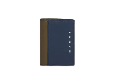 Marni Saffiano Leather Bifold Wallet "Night Blue/Dusty Olive"