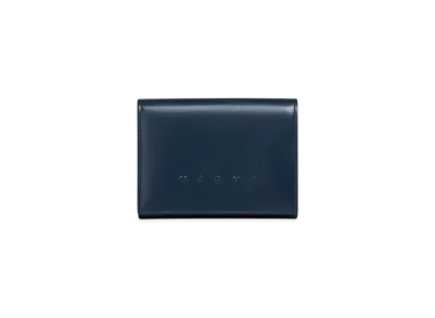 Marni Leather Tri-Fold Wallet with Embossed Marni Logo "Blue"