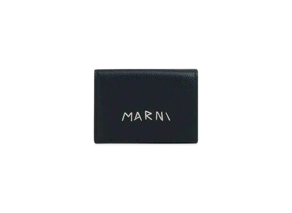 Marni Leather Trifold Wallet with Marni Mending Embroidery "Black"