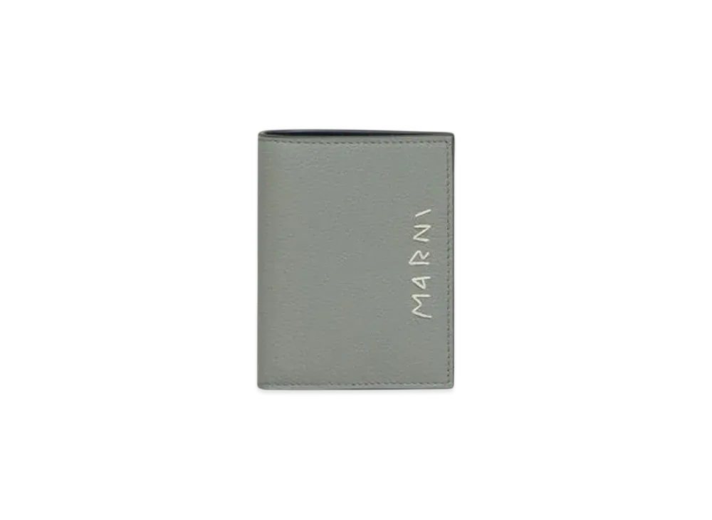 Marni Leather Bifold Wallet with Marni Mending Embroidery "Storm"