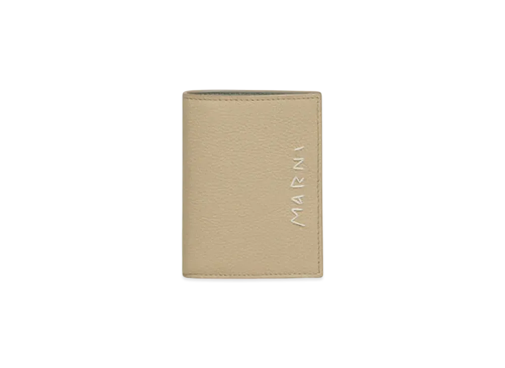 Marni Leather Bifold Wallet with Marni Mending Embroidery "Winter Wheat"