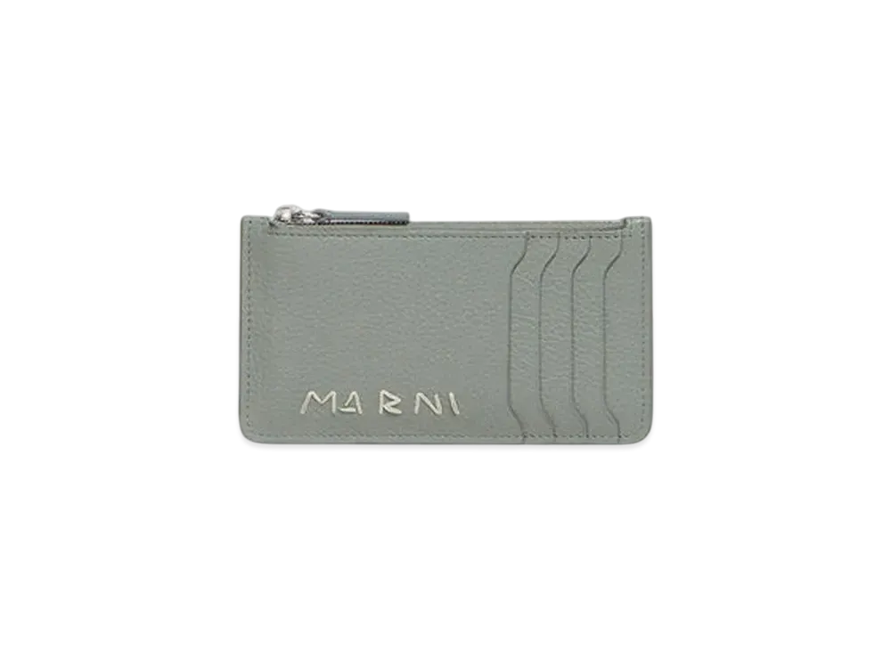 Marni Leather Card Case with Marni Mending Embroidery "Storm"