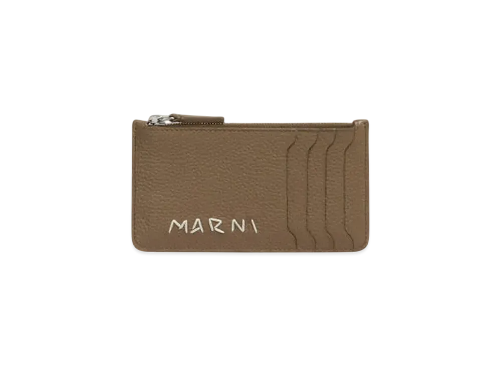 Marni Leather Card Case with Marni Mending Embroidery "Creta"