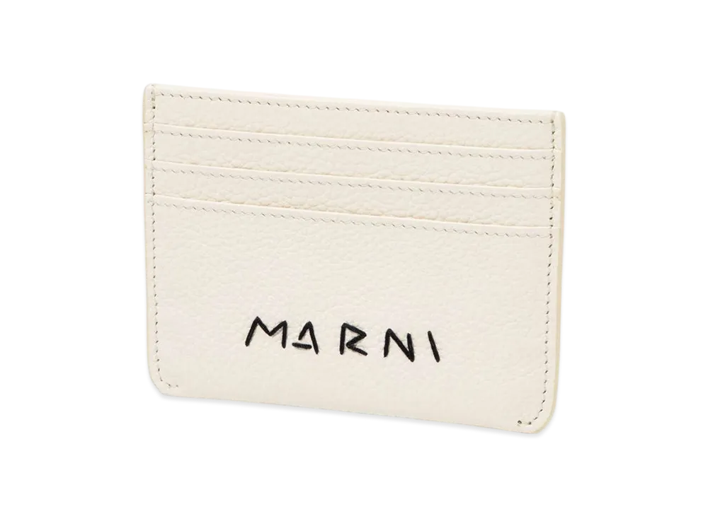 MARNI Leather Card Case with Marni Mending Embroidery "Ivory"