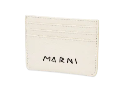 MARNI Leather Card Case with Marni Mending Embroidery "Ivory"