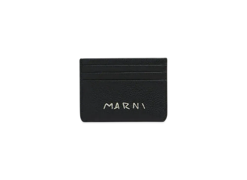 Marni Leather Cardholder with Marni Mending Embroidery "Black"