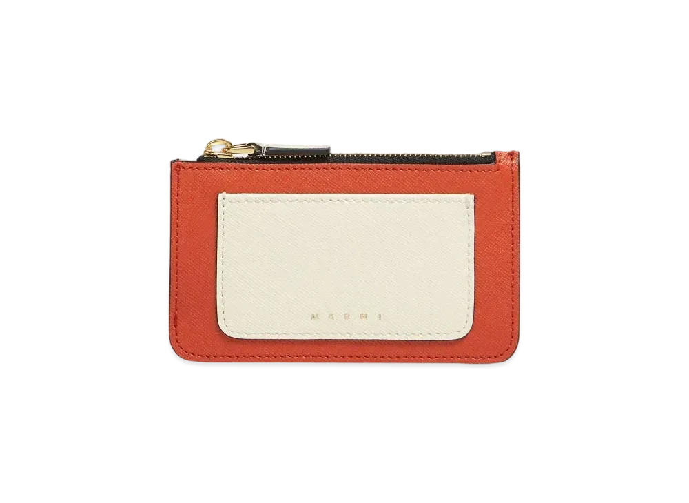 Marni Saffiano Leather Card Case "Brick/Talc"