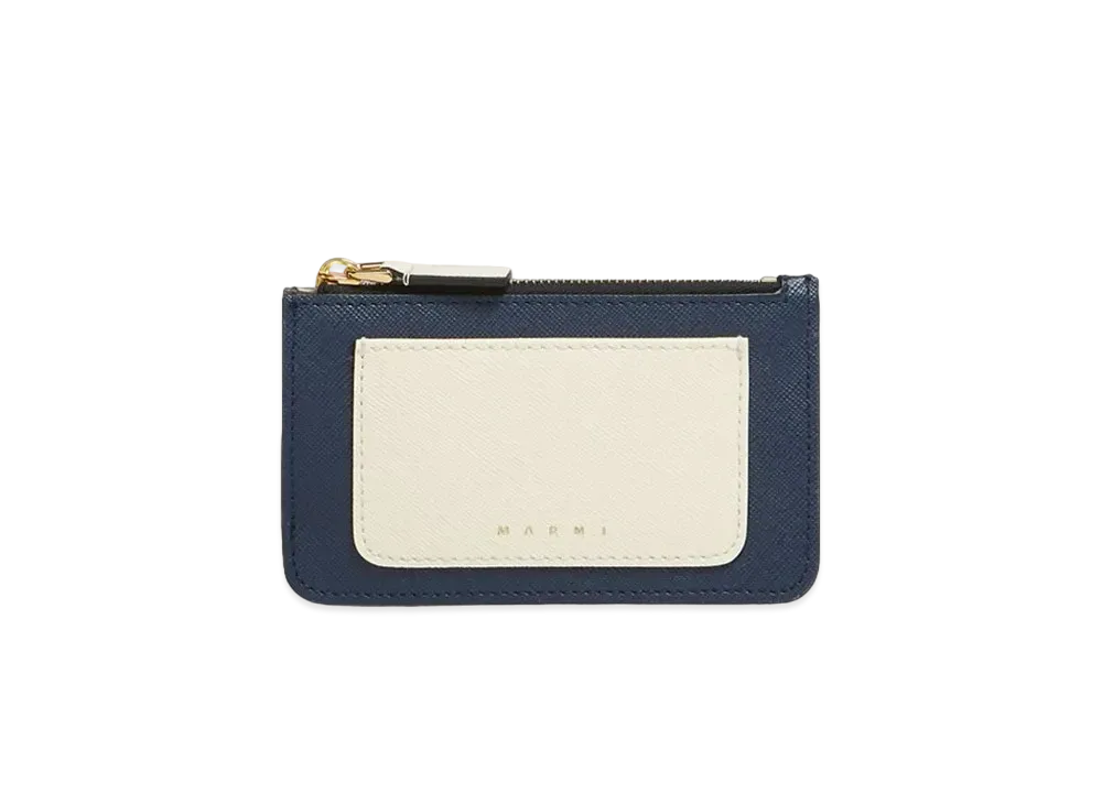 Marni Saffiano Leather Card Case "Night Blue/Talc"