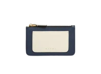 Marni Saffiano Leather Card Case "Night Blue/Talc"