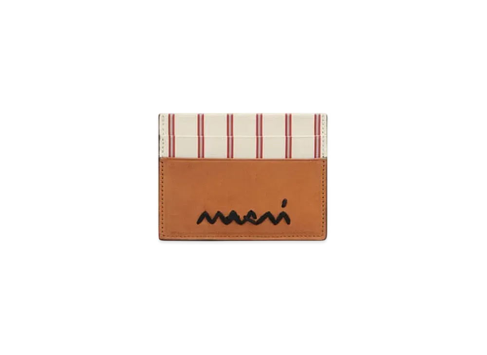 Marni Striped Leather Cardholder "Ivory"