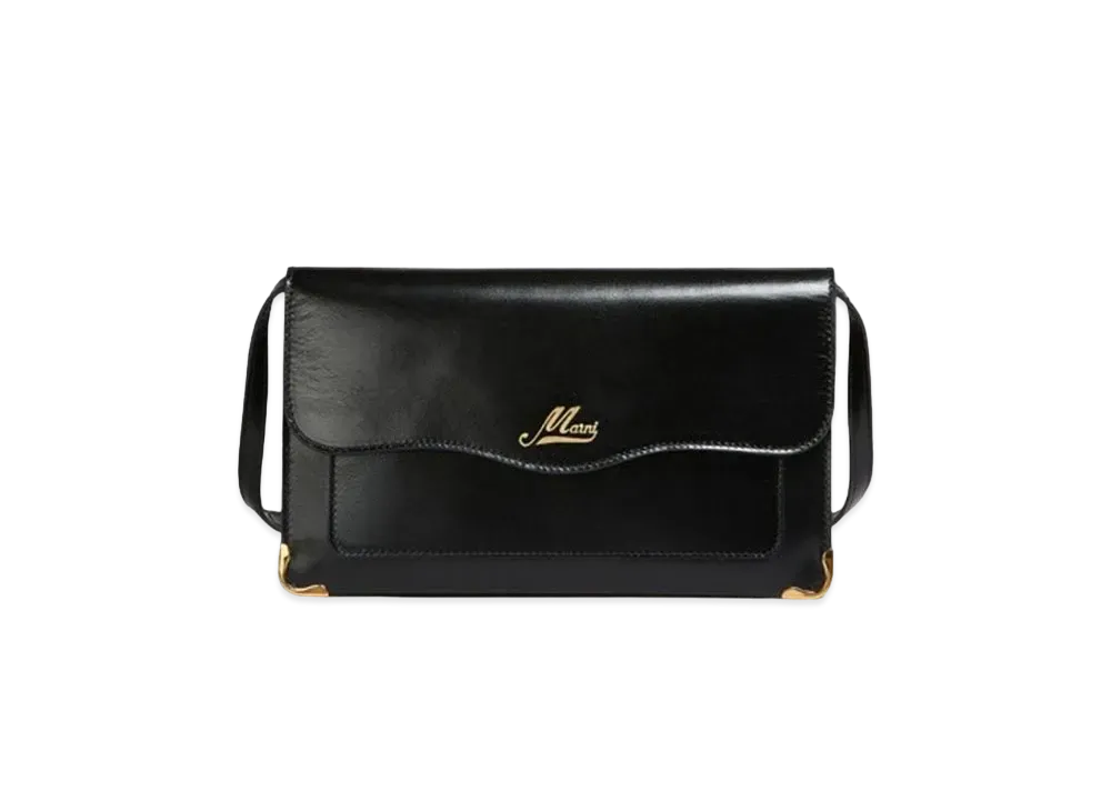 Marni Leather Pouch with Wavy Flap "Black"