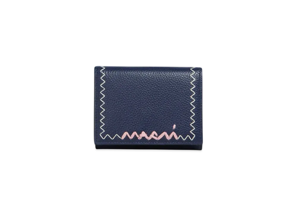 Marni Leather Trifold Wallet with Marni Symbol Logo "Blue"