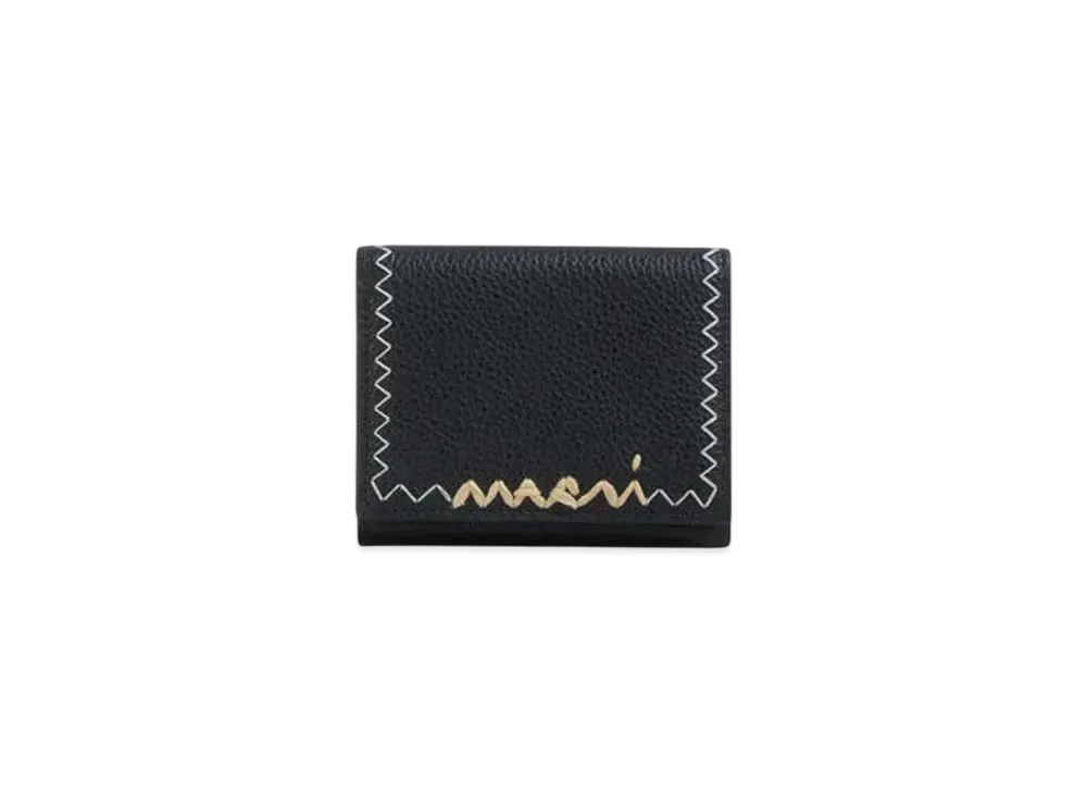 Marni Leather Trifold Wallet with Marni Symbol Logo "Black"