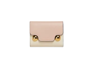 Marni Leather Trunkaroo Trifold Wallet "Camellia/Shell/Storm"