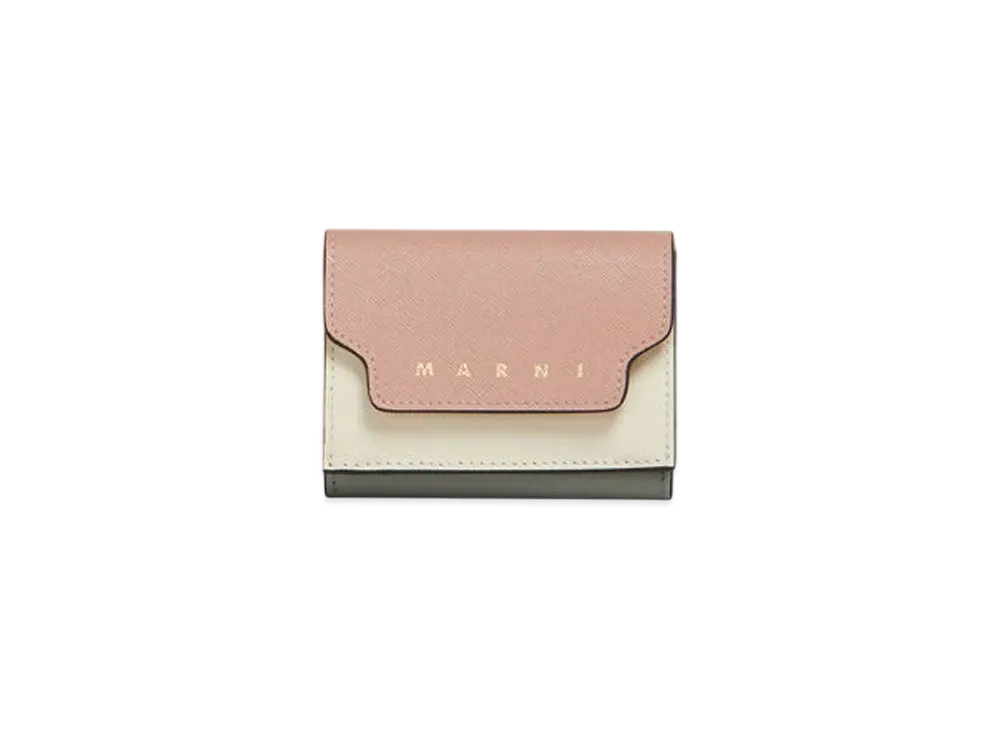 Marni Saffiano Leather Tri-Fold Wallet "Light Pink/White/Gray"