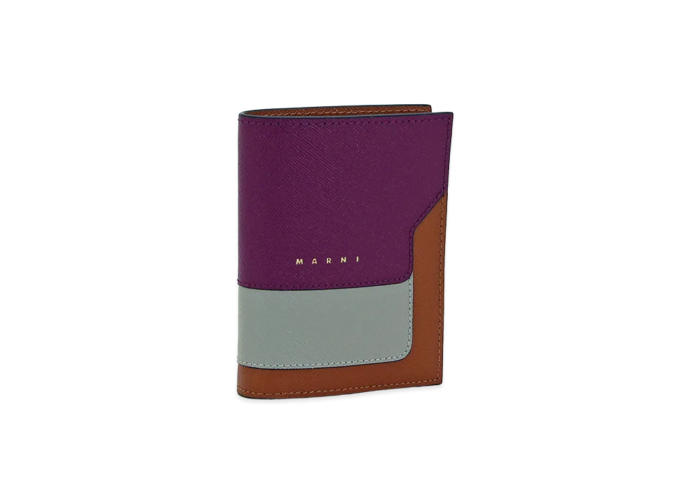 MARNI Women's Bi-Fold Wallet "Purple/Gray/Mocha"