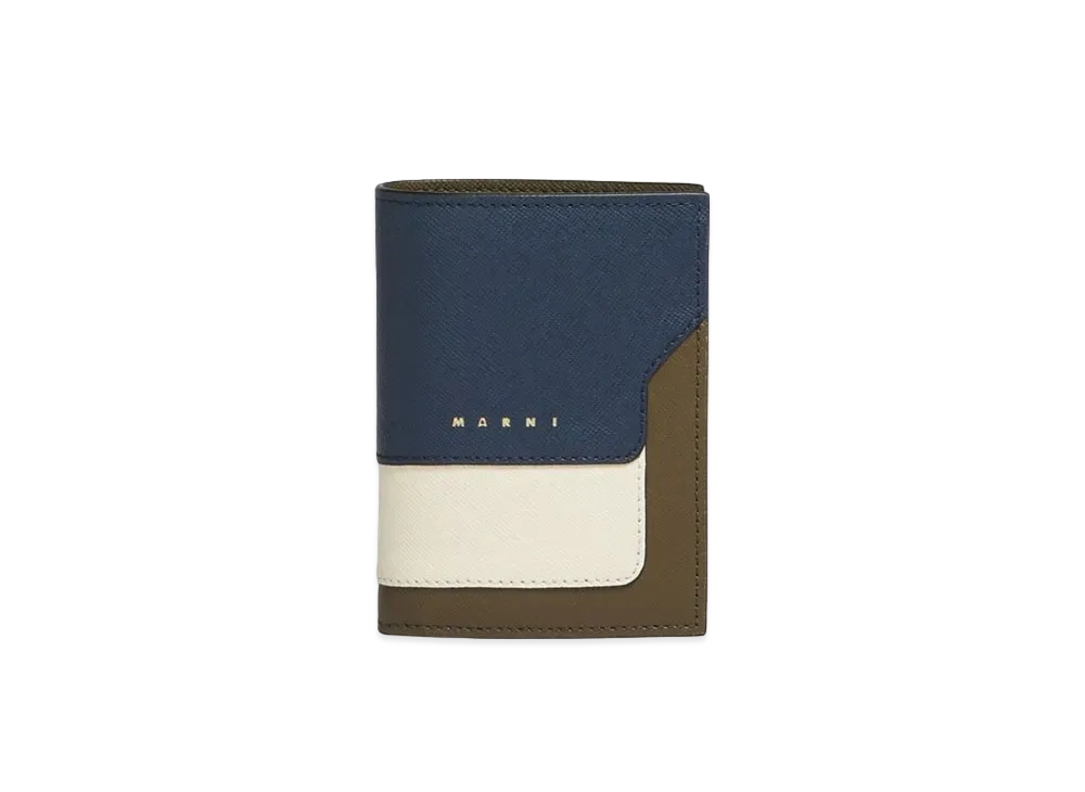 Marni Saffiano Leather Bi-Fold Wallet "Night Blue/Talc"