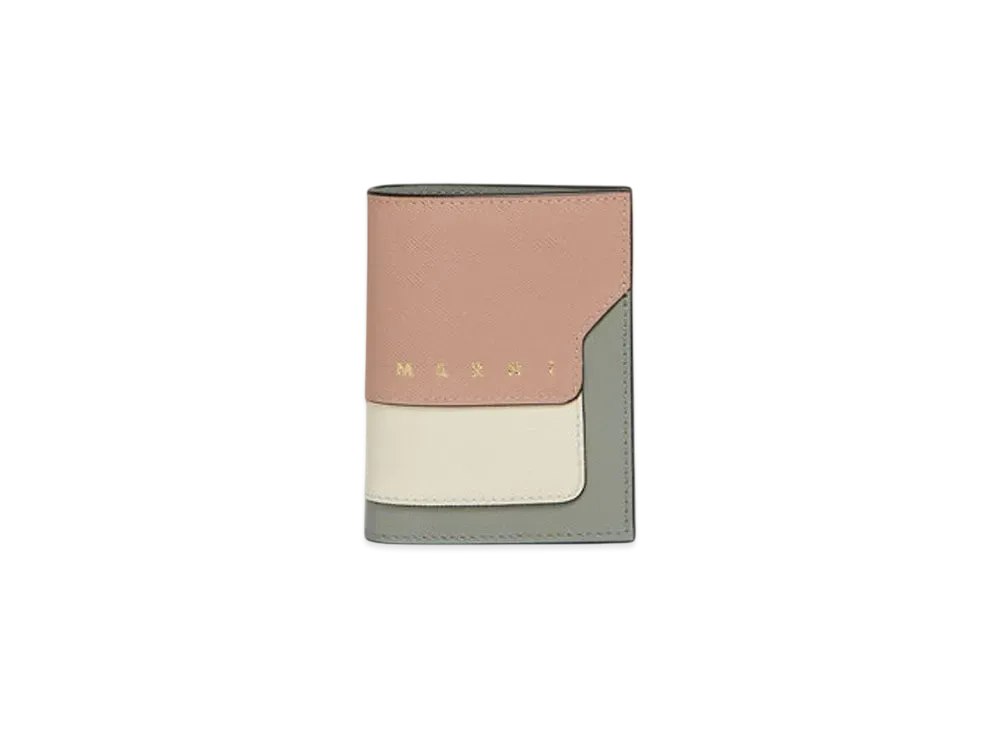 Marni Saffiano Leather Bi-Fold Wallet "Camellia/Shell/Storm"