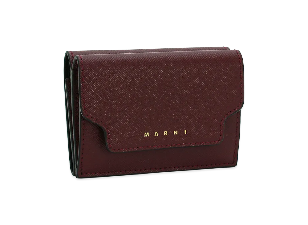 MARNI Women's Tri-Fold Double Hook Wallet "Ruby"