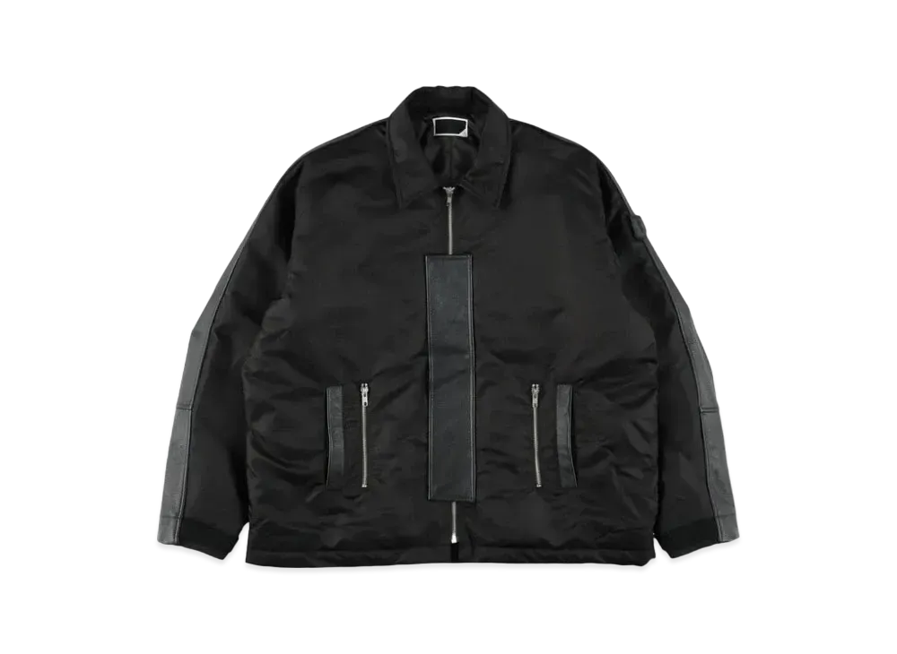 PHINGERIN Part Leather Trucker Jacket "Black"