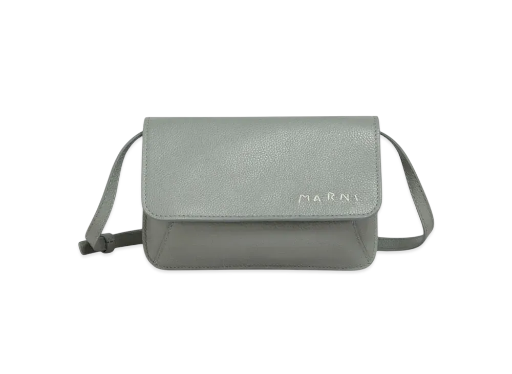 Marni Leather Shoulder Bag with Marni Mending Embroidery "Storm"