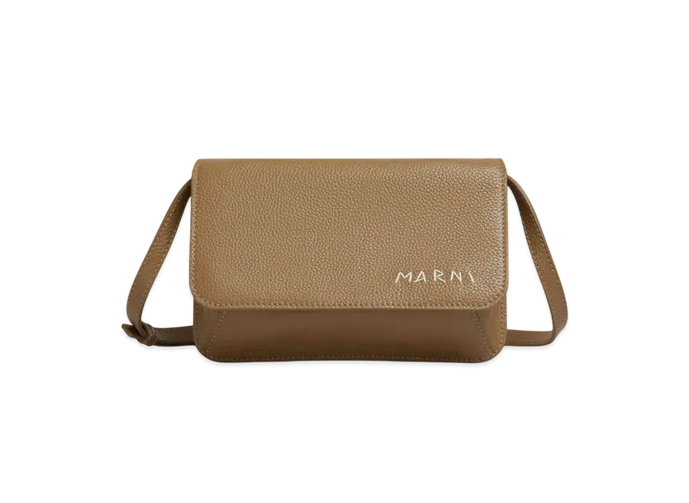 Marni Leather Shoulder Bag with Marni Mending Embroidery "Creta"