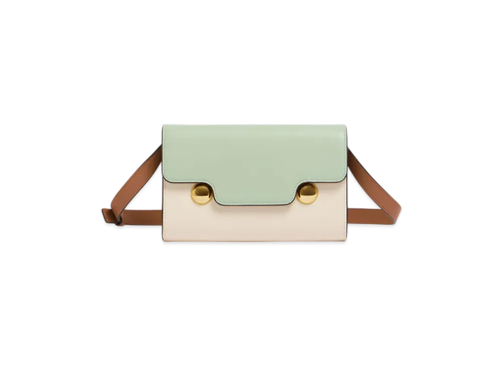 MARNI Trunkaroo Clutch in Leather "Linden/Shell/Cinnamon"