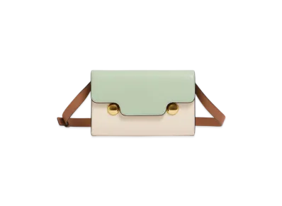 MARNI Trunkaroo Clutch in Leather "Linden/Shell/Cinnamon"