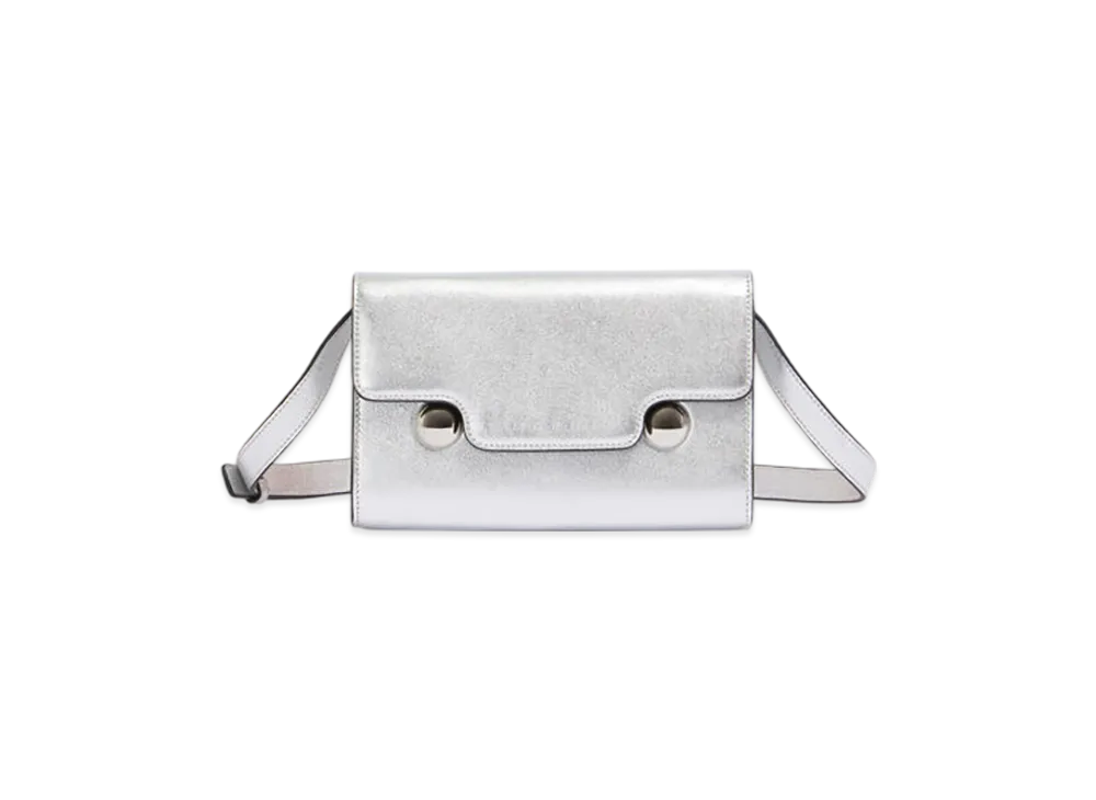 MARNI Trunkaroo Clutch in Leather "Silver"