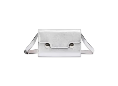 MARNI Trunkaroo Clutch in Leather "Silver"