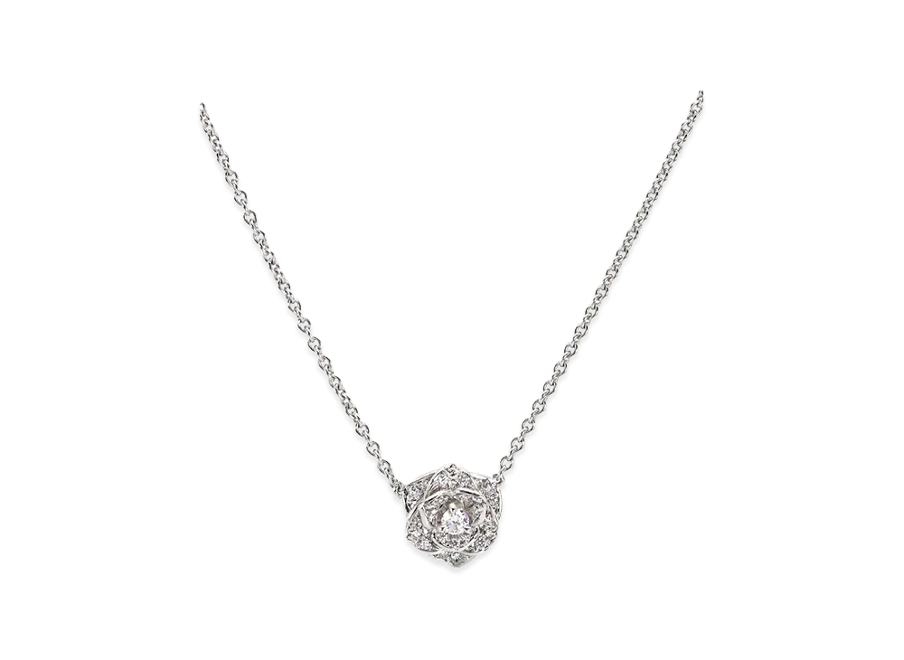 Piaget Women's Lobster Clasp Diamond Rose Necklace "White Gold"