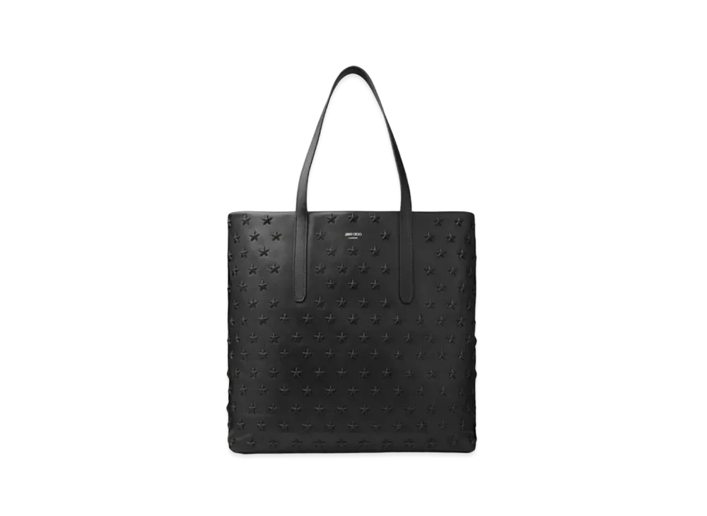 Jimmy Choo Pimlico/S N/S Leather Tote Bag With Stars "Black/Gunmetal"