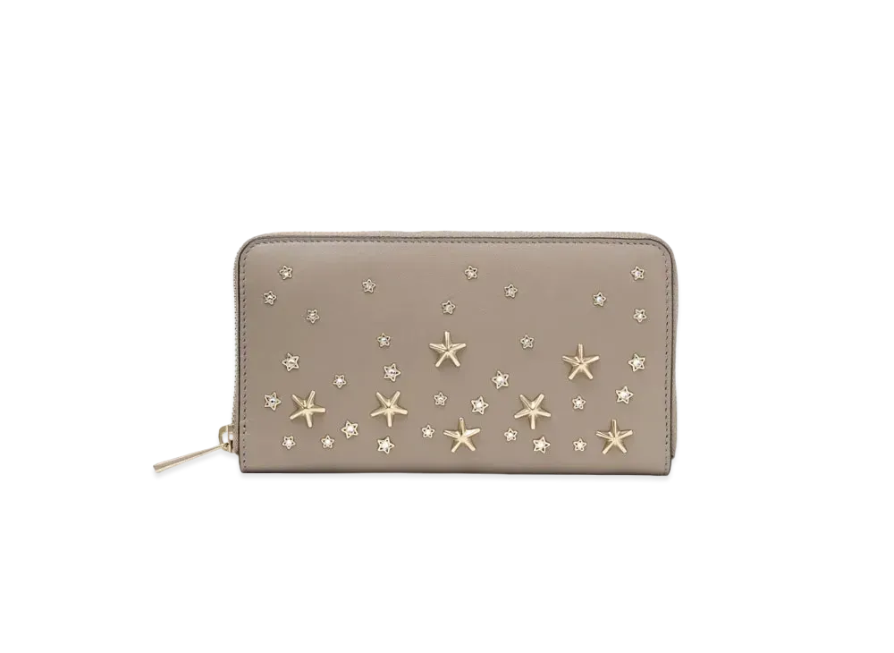 Jimmy Choo Pippa Leather Wallet "Taupe/Light Gold"
