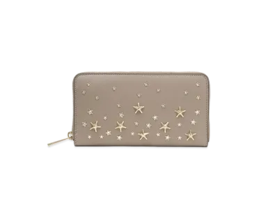 Jimmy Choo Pippa Leather Wallet "Taupe/Light Gold"