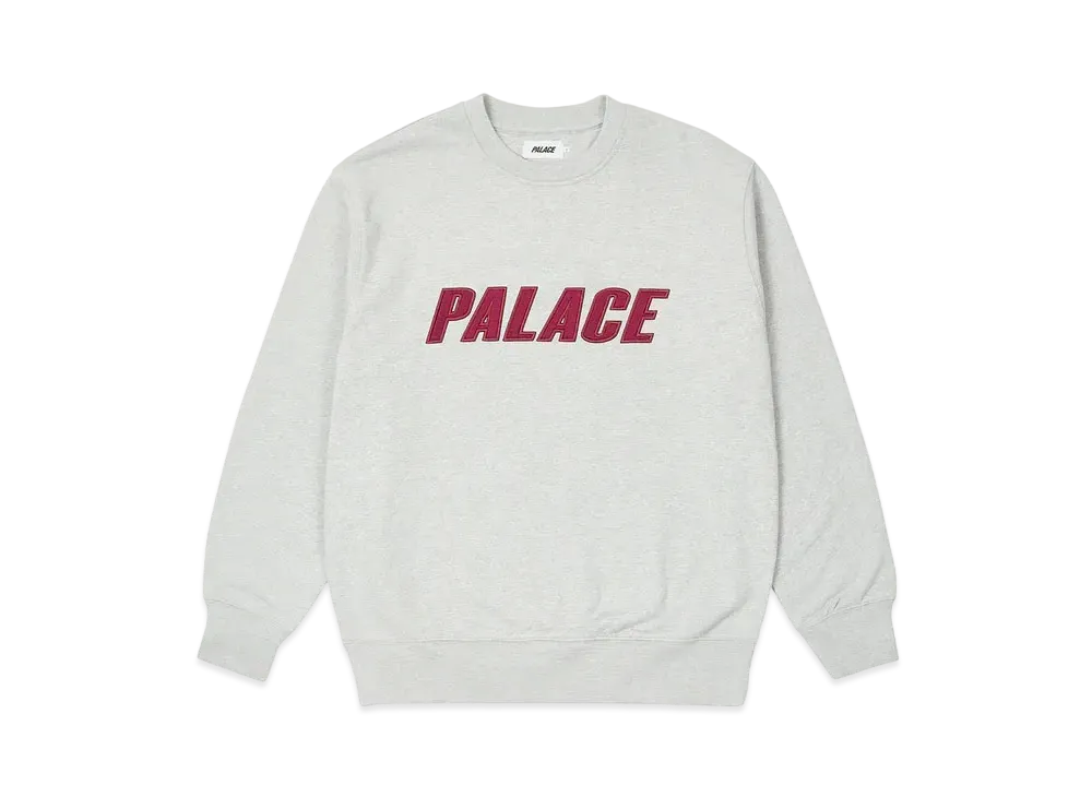 PALACE Iridescent Applique Crew "Grey Marl"