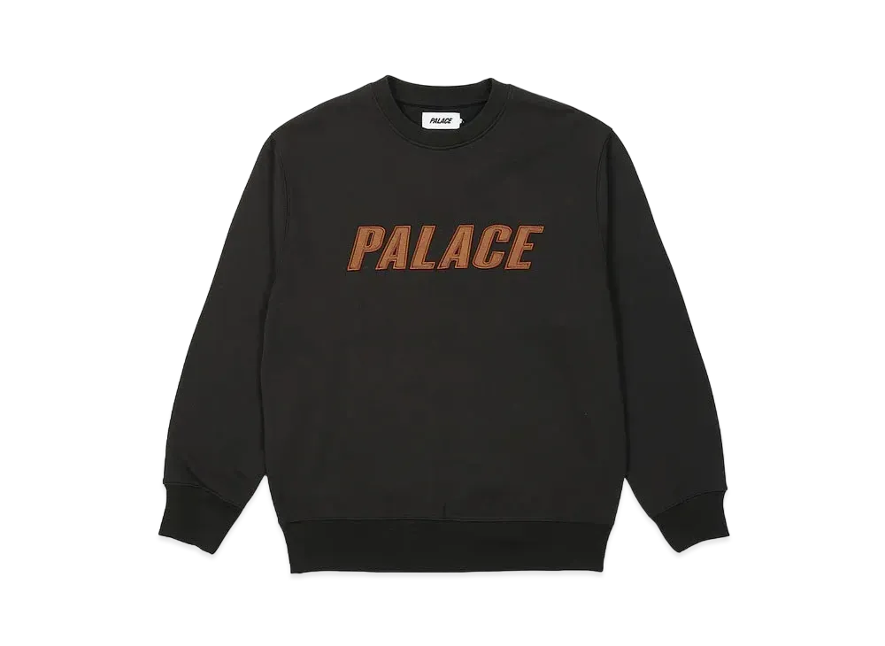 PALACE Iridescent Applique Crew "Black"