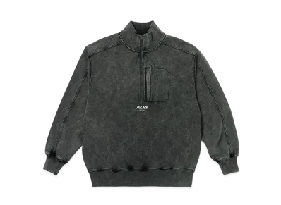 PALACE Washed Terry 1/2 Zip Funnel "Black"