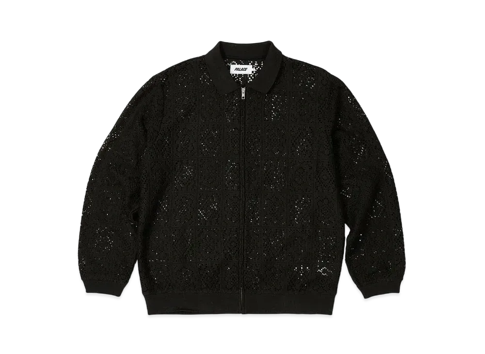 PALACE Crochet Zip Longsleeve Polo "Black"