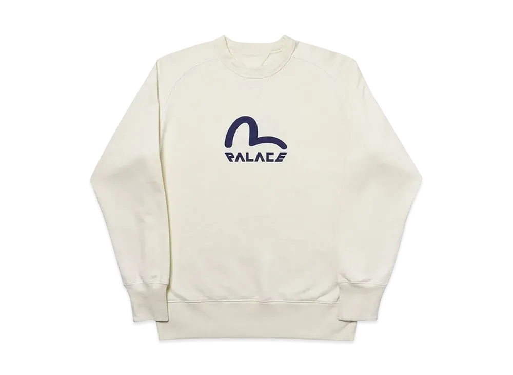 PALACE / Evisu Reversible Crew "White"