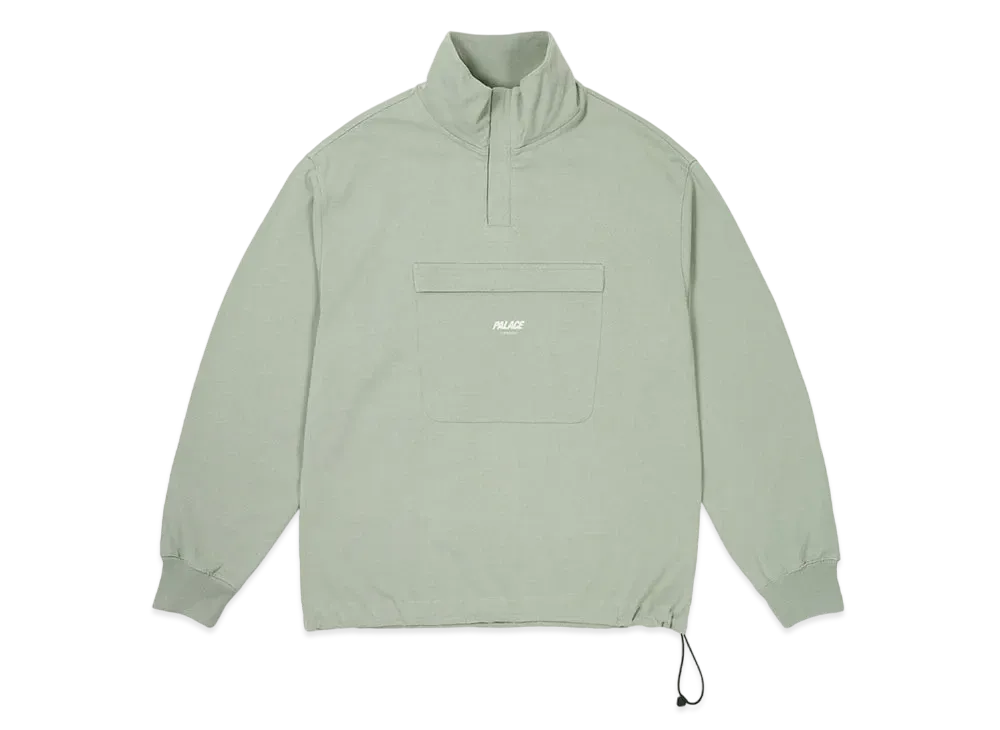 PALACE 1/4 Zip Washed Funnel "Jade"