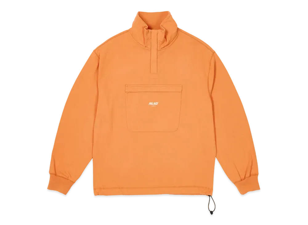 PALACE 1/4 Zip Washed Funnel "Tiger Orange"