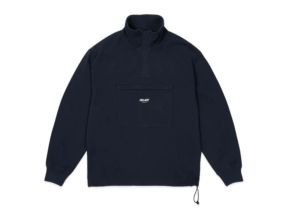 PALACE 1/4 Zip Washed Funnel "Navy"